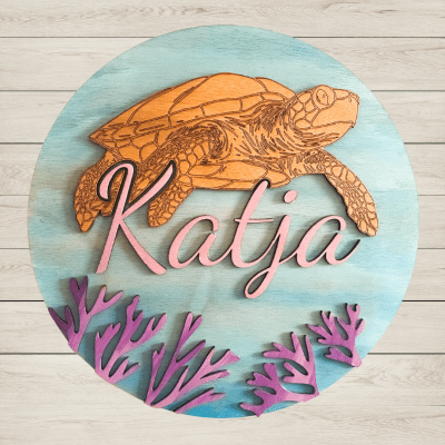 Turtle Name Plaque – Wooden Hand Made Name Plaque Wall Art Turtle Name Plaque – Wooden Hand Made Name Plaque Wall Art